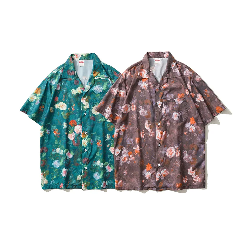 Мужская Повседневная рубашка со слоном и цветочным принтом