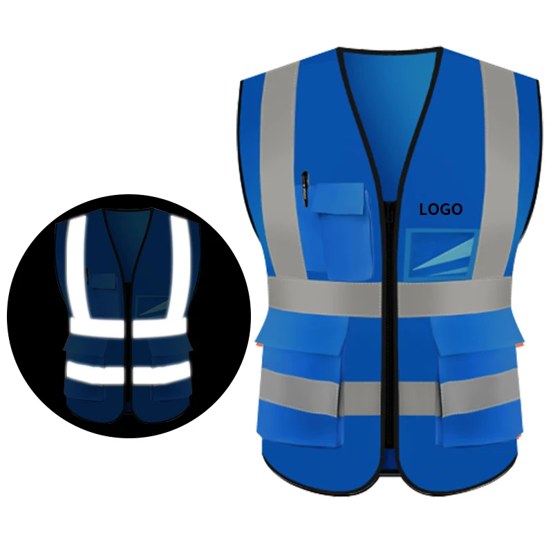 Construction Purposes Functional Durable Traffic Heavy Working Reflective Safety Vest Motorcycle Work Jacket Luminous at Night