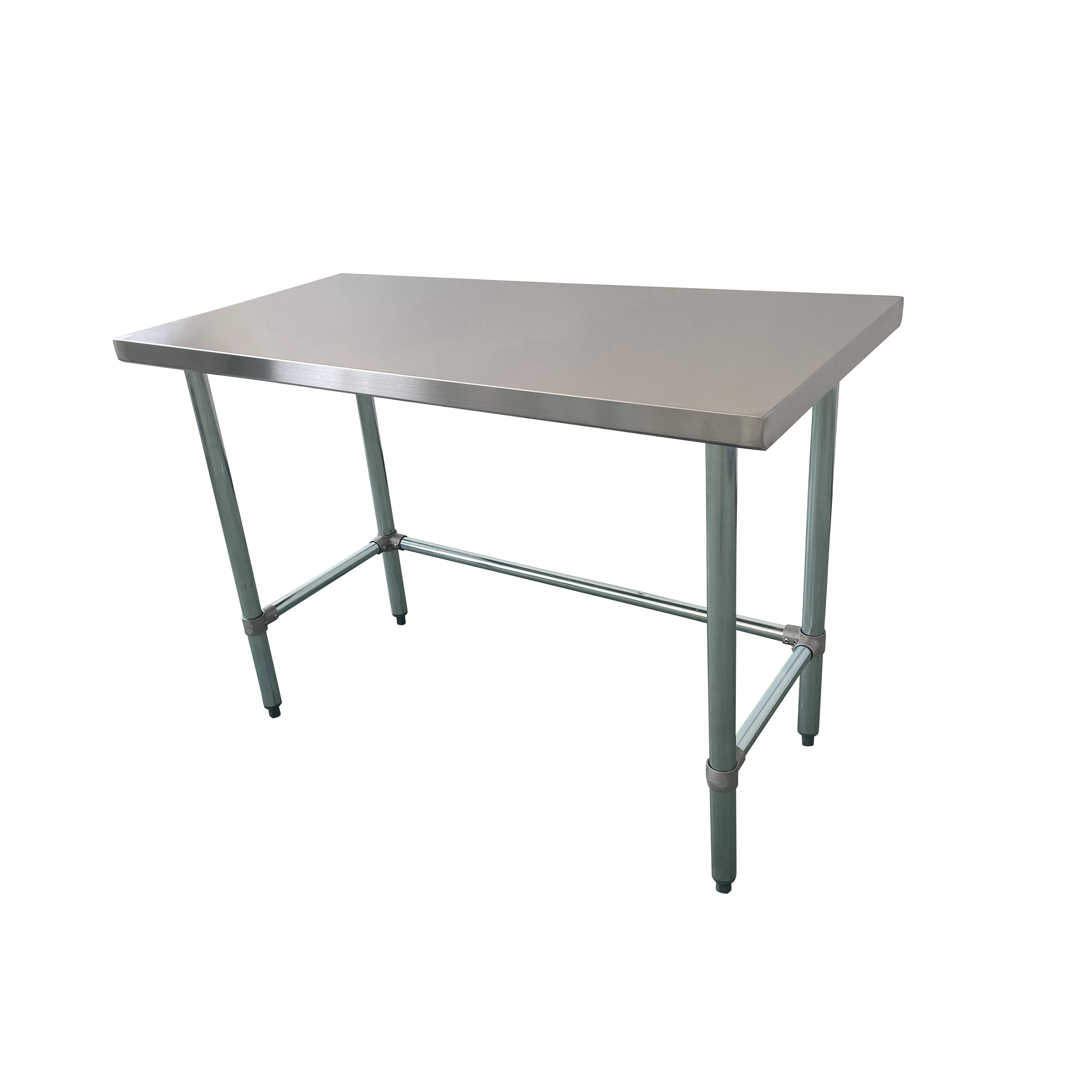 Jincheng NSF Equipment Kitchen U sharp leg bracing adjustable stainless Steel bull nose worktable