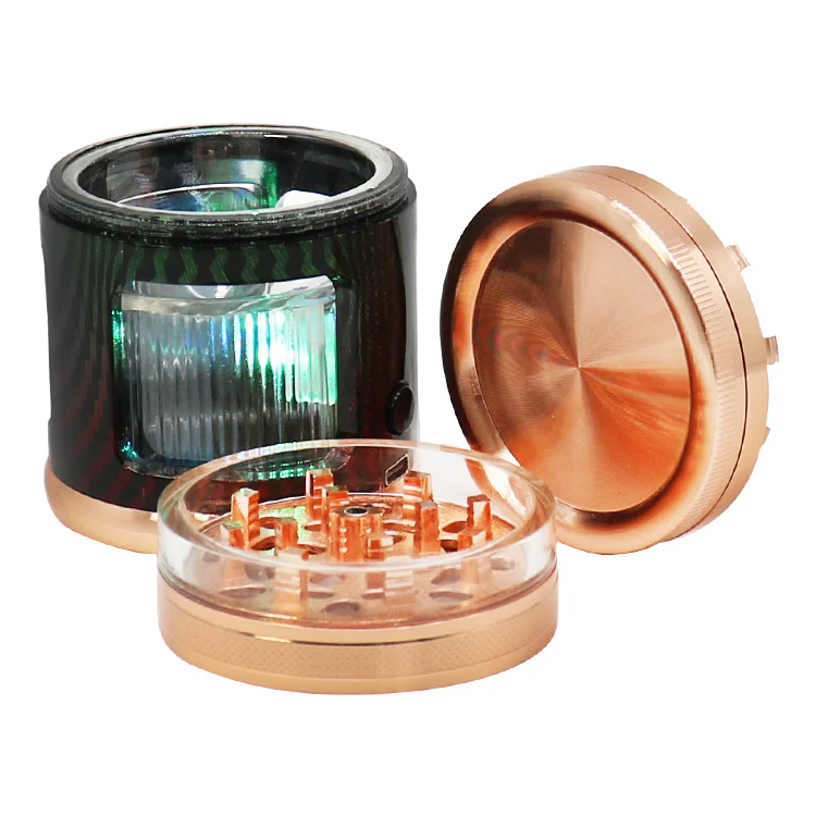 China hot sale 63mm rechargeable glow in the dark aluminium alloy crusher lighter and cigarette accessories
