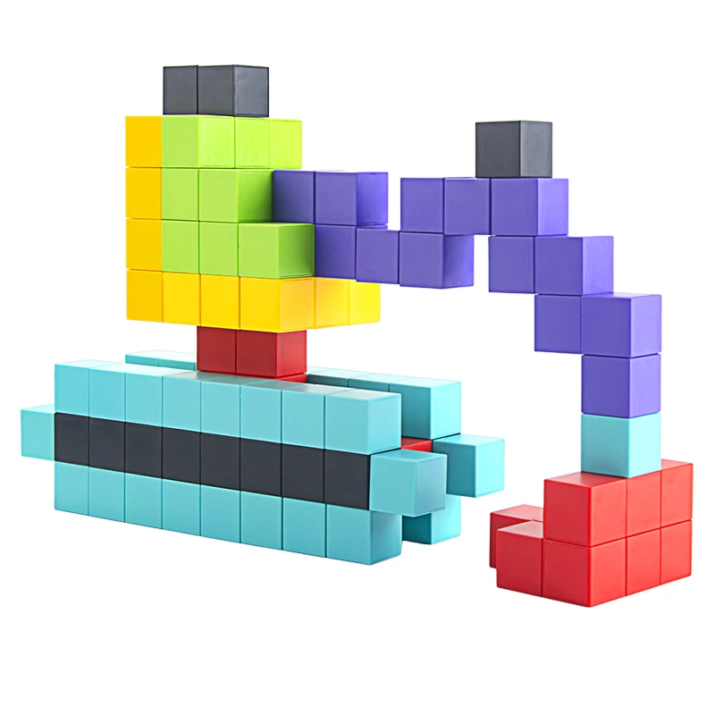 80PCS DIY STEM Construction Puzzle Game Colorful Magnetic Building Block Cube Toys for Kids