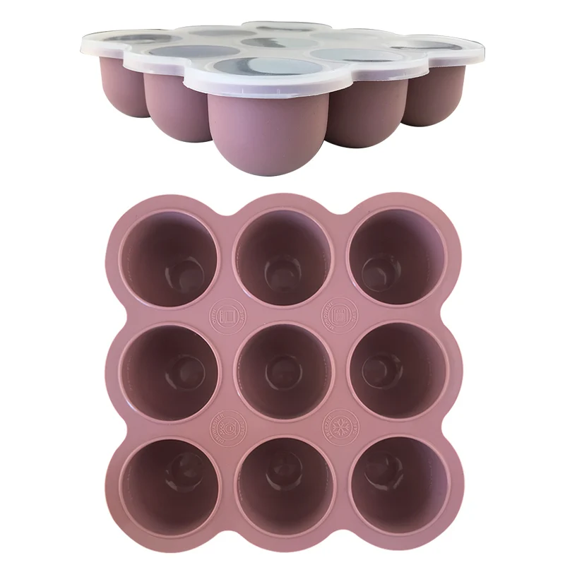 Hot Selling Wholesale Silicone Baby Food Freezer Storage Container Ice Cube Tray With Lid