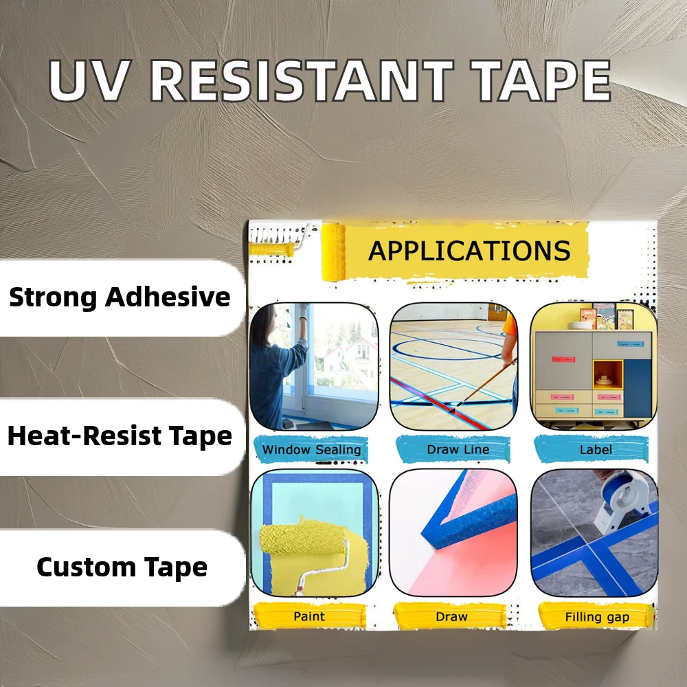 14 Days UV Resistance High Adhesive Rubber Crepe Blue Painters Masking Tape No Residue for Automotive Painting