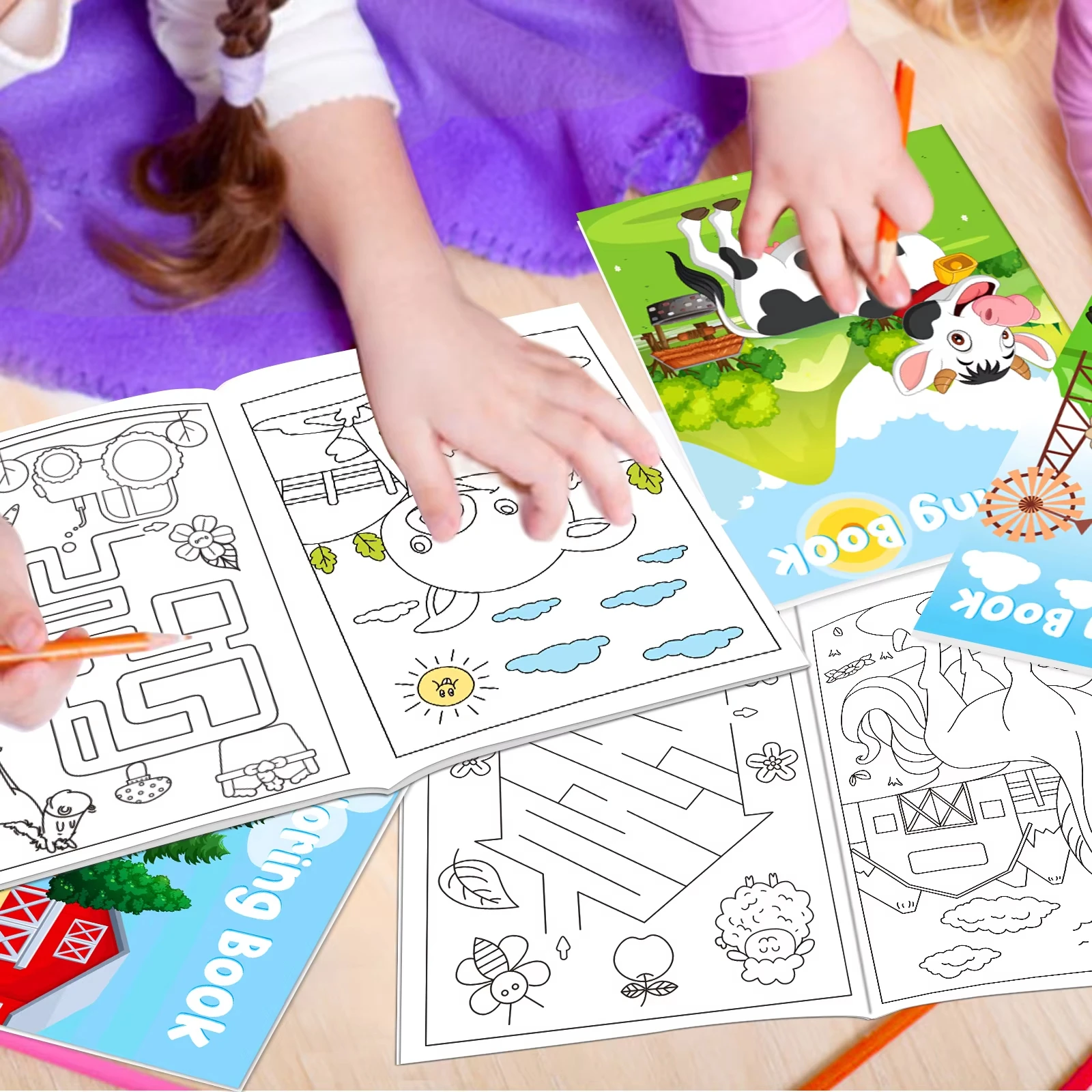Wholesale Custom Printing Farm Animals Coloring Books Small Art Drawing Book for Kids Children