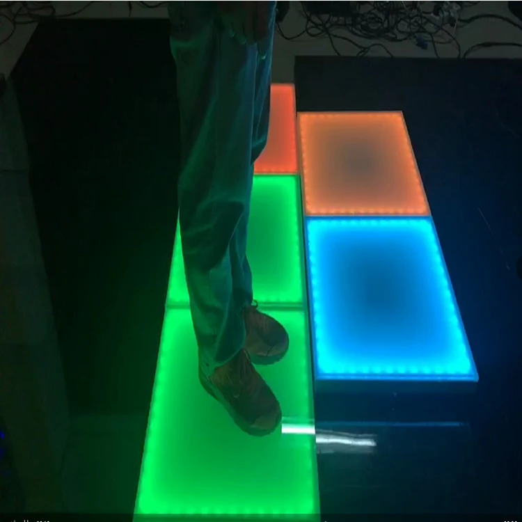 White panel tempered glass floor tiles Event venue furnishings Touch LED dancefloor that will change color