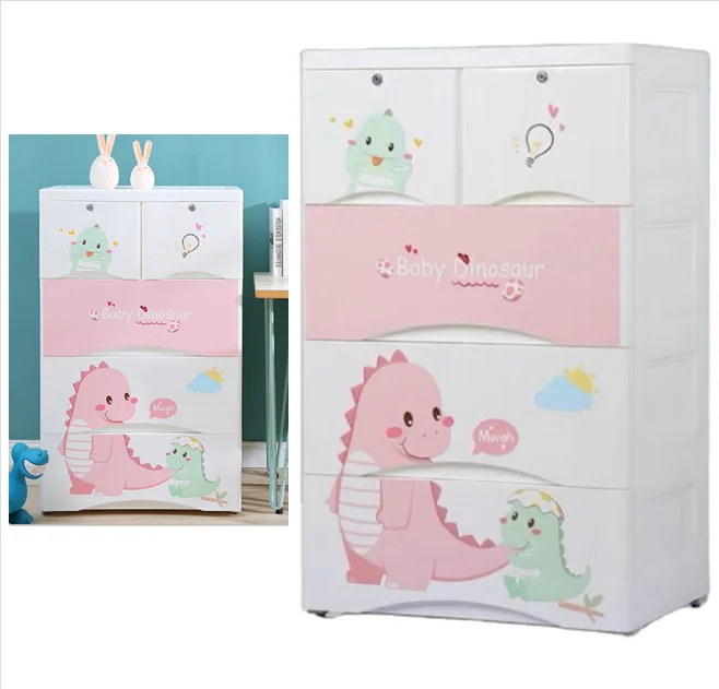 4 Layer fashion clothes plastic cupboards storage drawers for baby kids living room or bedroom