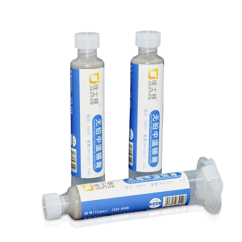 Environmental friendly lead-free medium temperature solder paste SMT patch Solder paste for tail plug of mobile phone chip 35g