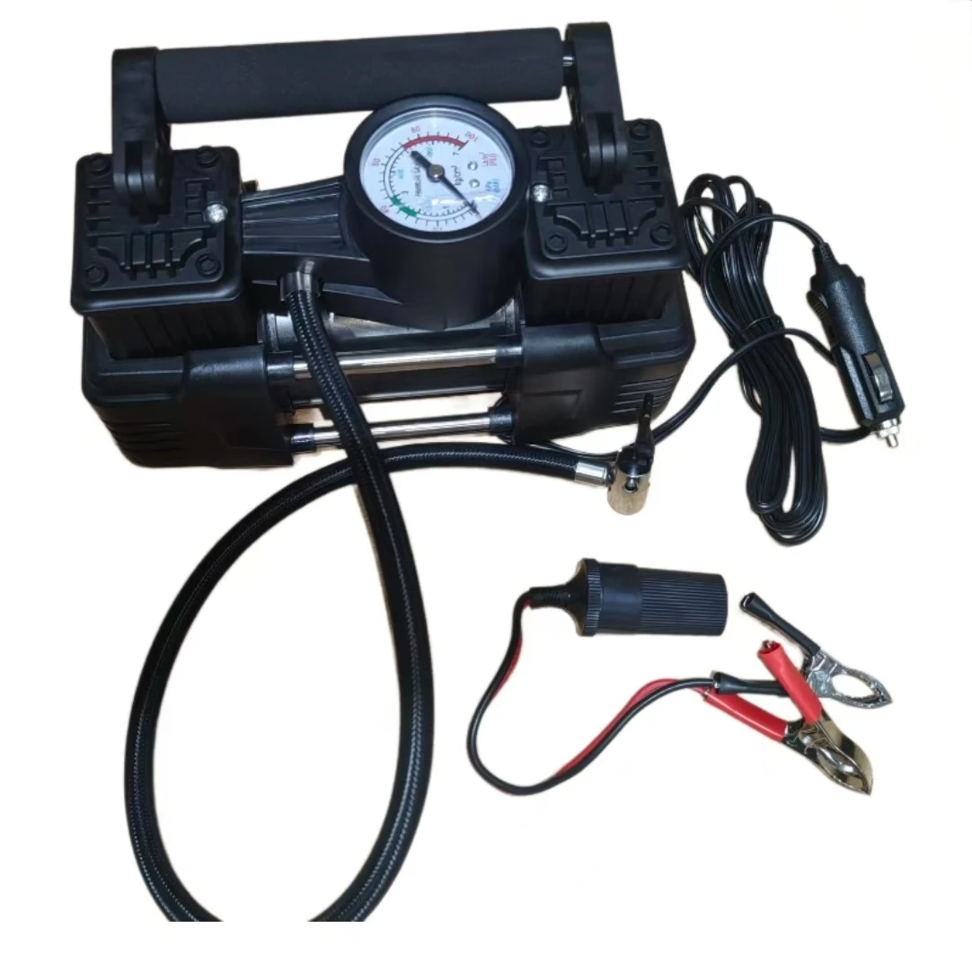 CE Approved 150psi Auto Air Inflator Portable Heavy Duty Double Compensator Tyre Compressor Double Cylinder Type Car Tyre Pump