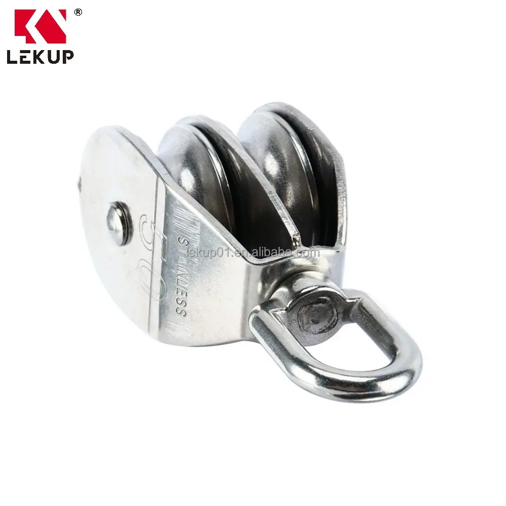 Stainless Steel Rope Roller Pulley Crane Cable Pulley Roller Double Pulley Block for Wire Cable Loading
