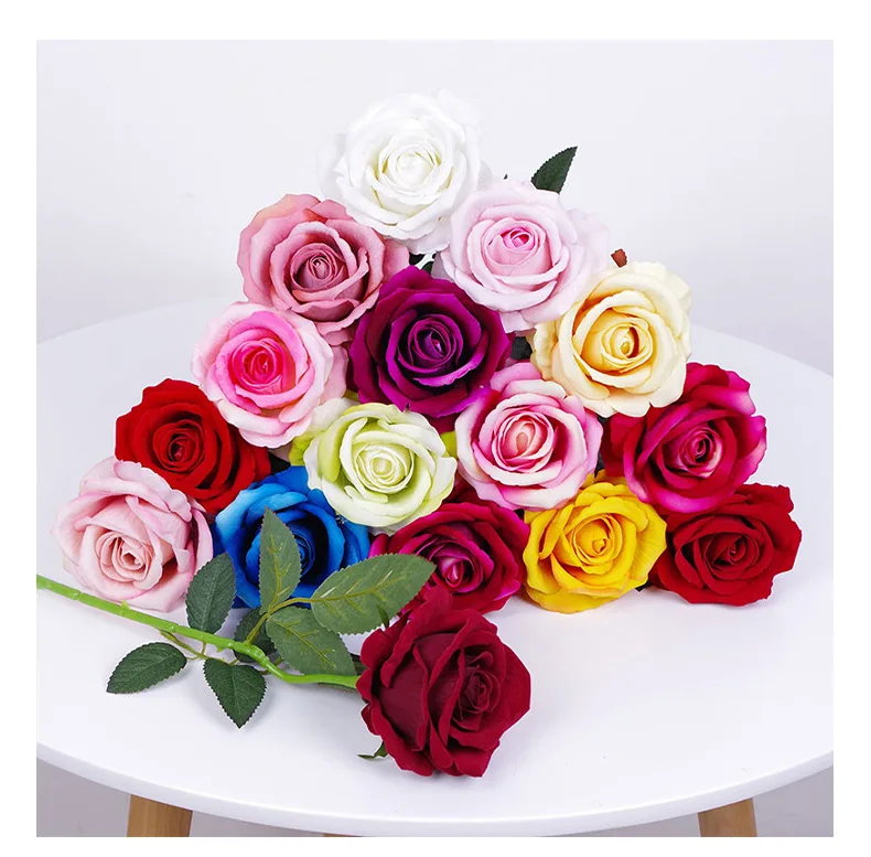 Hot Sales 19.6 Inches  Realistic Silk Rose Floral Real Touch Artificial Rose Flowers Wholesales