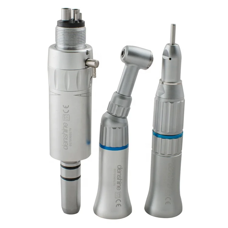 Dental Equipment Denshine Dental Slow Low Speed Handpiece Kit Push Button Contra Angle Air Motor 4H E-type