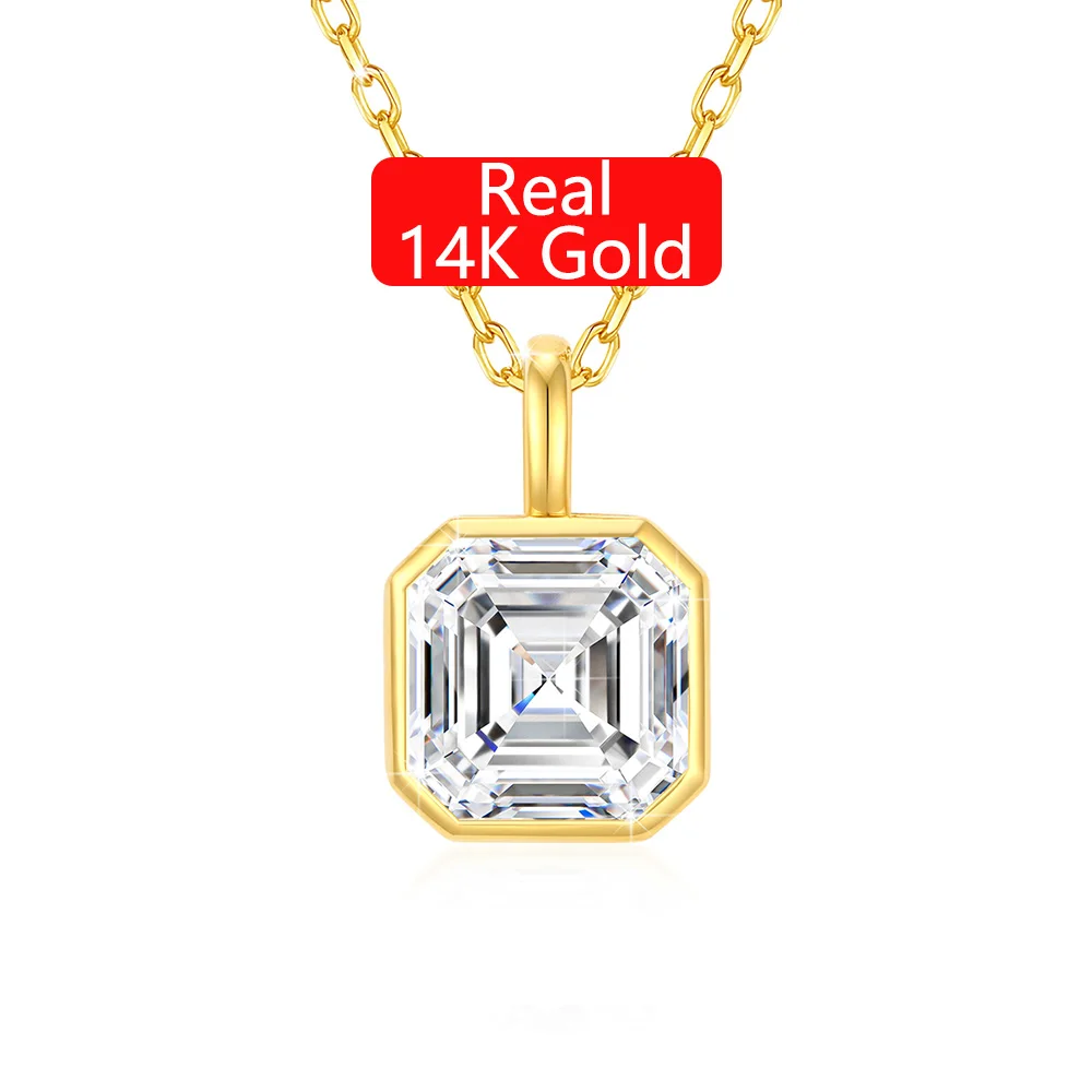 Luxury Woman Fine Jewelry Engagement Wedding 2ct Asche Moissanite Diamond Pendant Hollow 14K Original Golden Jewelry