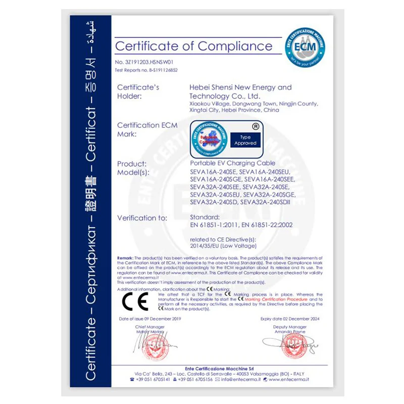 High Quality 16A EN 61851 Plug Portable EV Charging Box Car Charger Cables Type2 EV Charger Cable