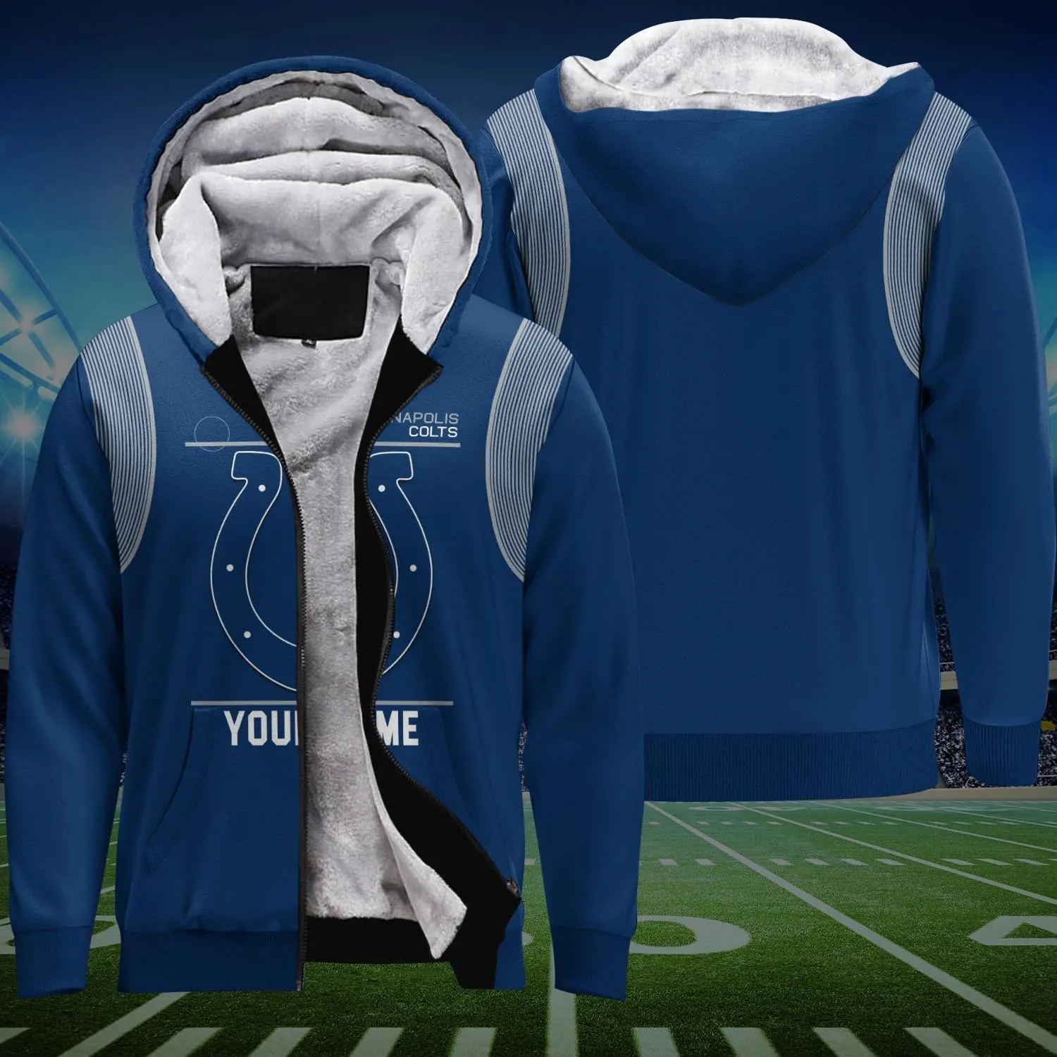 Flight Trademark Colts Jacket Hood Famous Clothing Premium Fashion Brands Oem Custom Men Sleeve Varsities Fleece Jacket