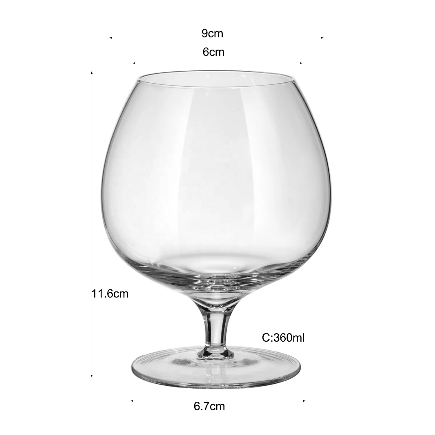 Custom Logo Cognac Snifter Glasses Cup Short Stem Luxury Crystal Drinking Goblet Brandy Glass