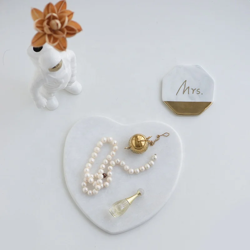 
Heart Stone Round Marble Cheese Dinner Serving Plate and tea coaster 