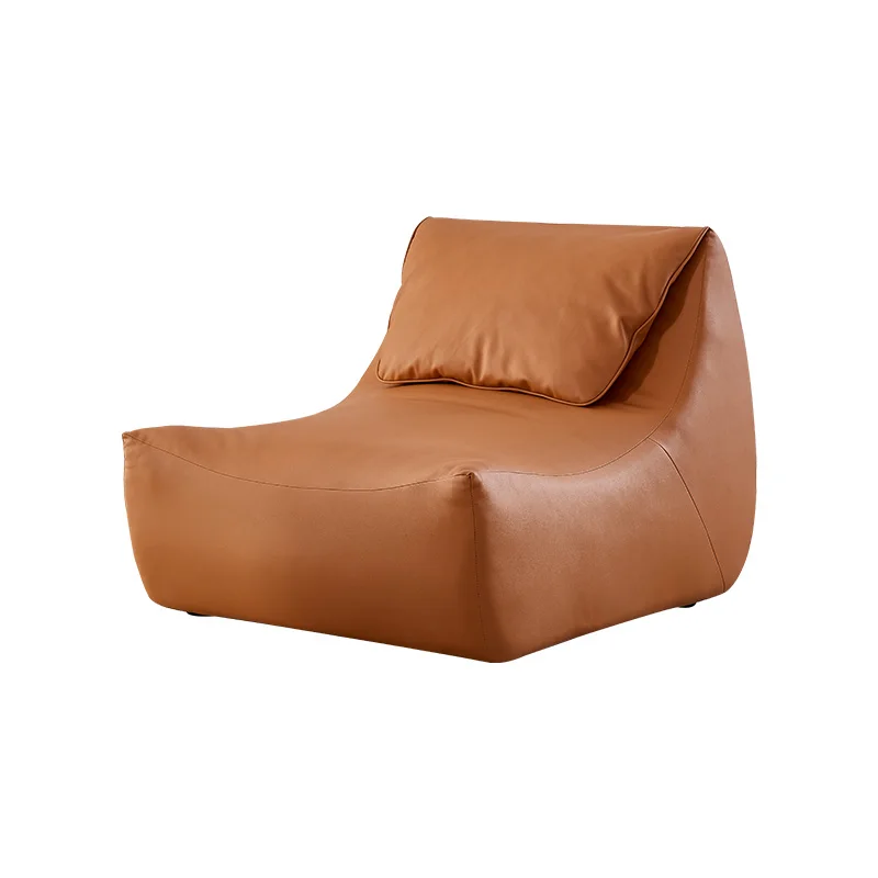 High Quality Modern Design Tan L Shape Faux Leather Lounge Set Bean Bag Chair Living Room Furniture