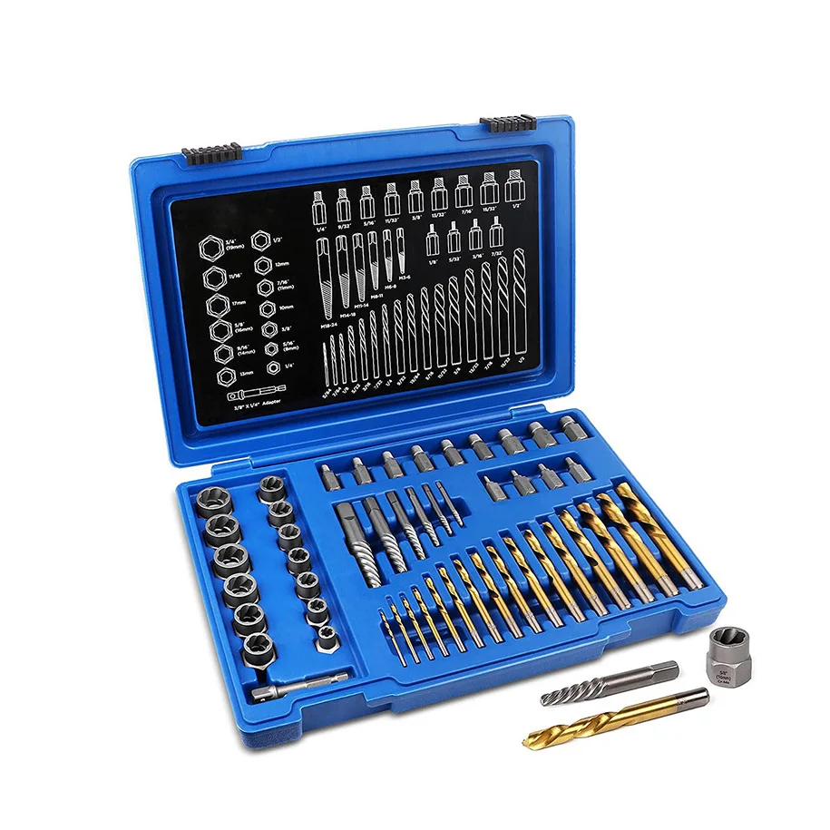 49pcs Broken Screw/ Bolt /Nut Extraction Set Damaged Bolt Remover Easy Out Stripped Screw Extractor Kit Extension Bit Holder