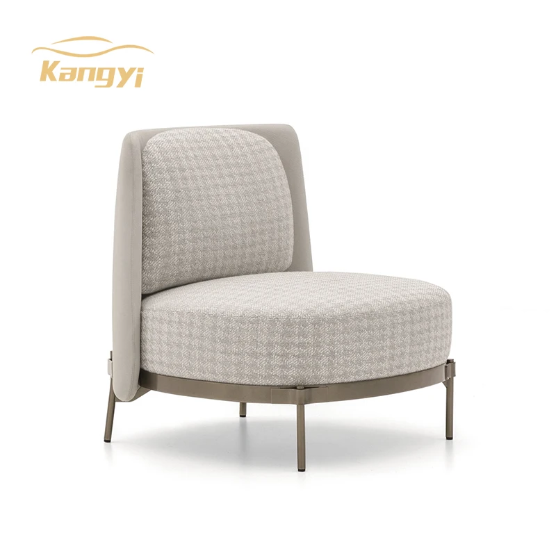 Nordic modern relaxed stainless steel Italy style living room tape leisure accent lounge single sofa