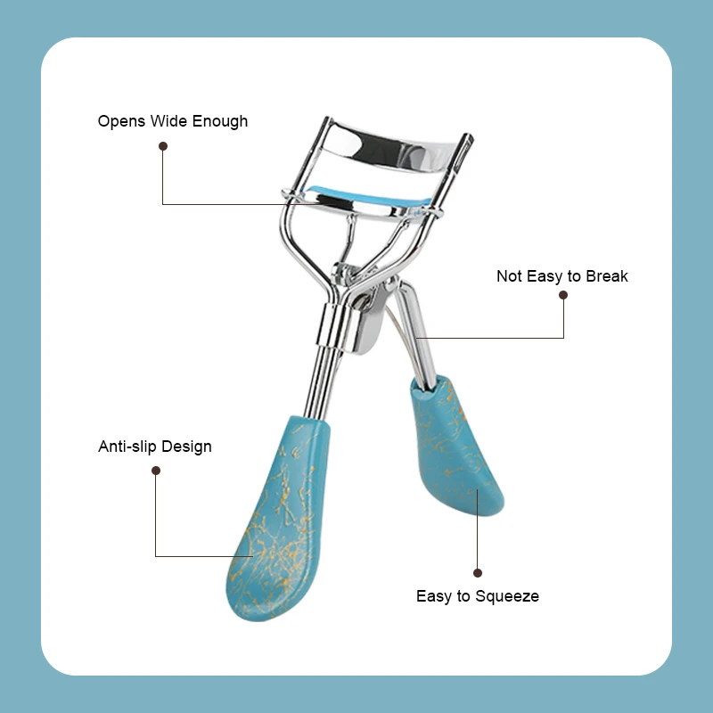 Custom New Classical Eyelash Curler Nature Curl High Quality Makeup Beauty Portable Eye Lashes Curler With Marbling Handle