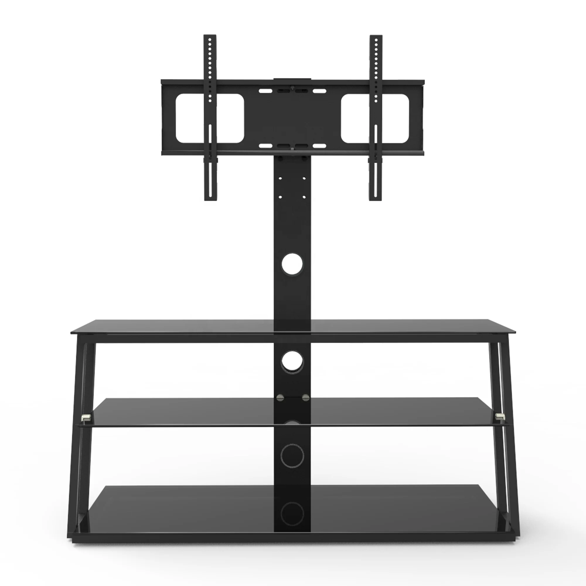 Movable Mobile TV Trolley Stand Adjustable Monitor Stand Trolley 32 to 65 Inches Cart Max Black Metal Living Convertible Packing