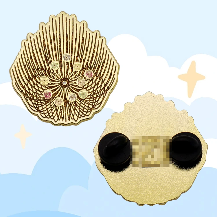 Manufacture Plant Gold Plating Glitter Design Fashion Cute Pin Badge Custom Dandelion Enamel Flower Lapel Pins