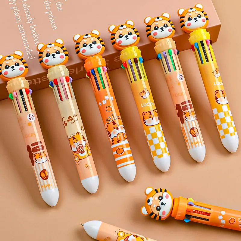 Kawaii cute 3d silicone pen head plastic multicolor ballpoint pen 6 colors 10 colors