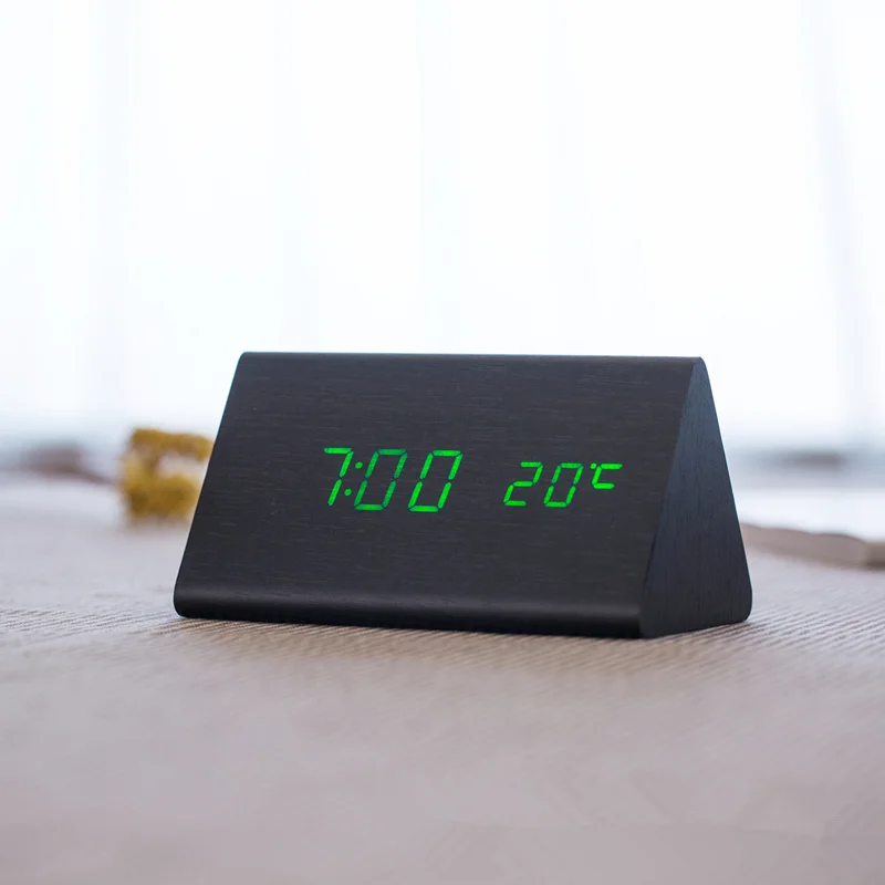 
Promotion Wood Bamboo Digital Fashion Led Alarm Clock Animal Sound with Led Clock Digital Clock 