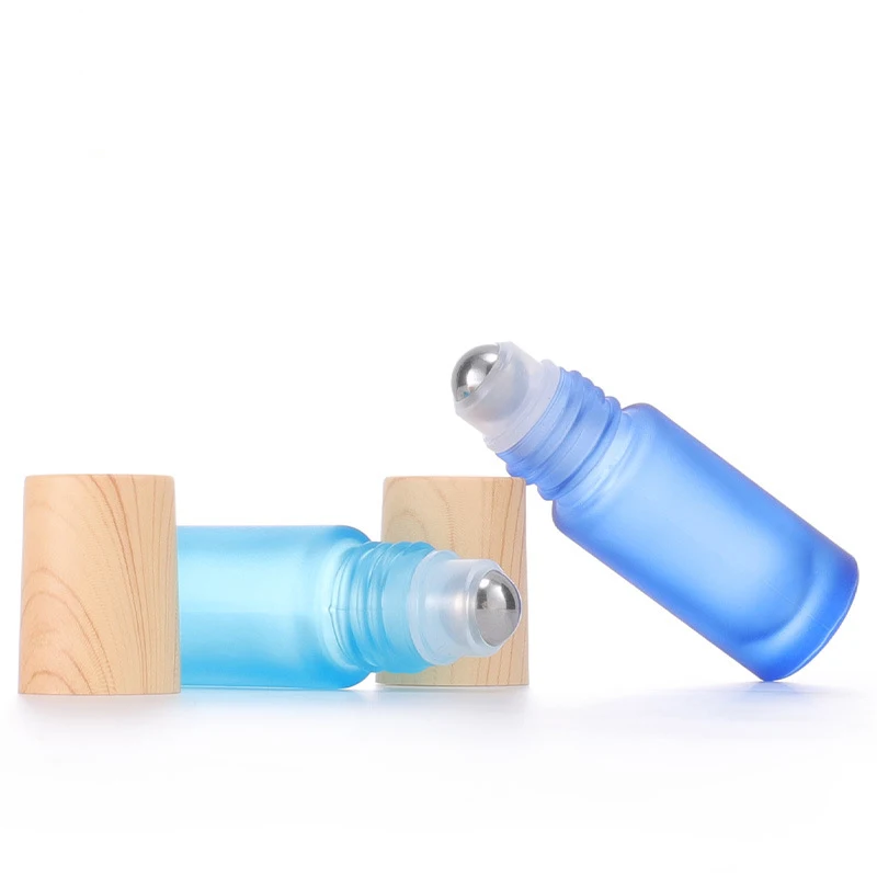 Rainbow roller bottle 5ml Different Color Frosted Glass Roller Bottle With Roll On Bottle