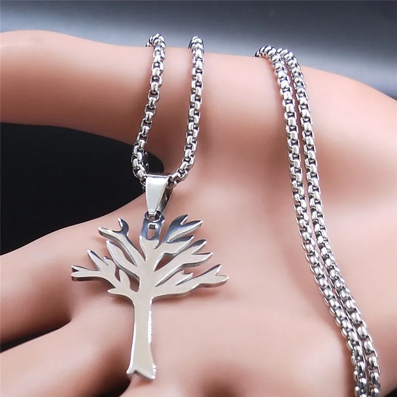 new Cross-border hollow Tree of Life stainless steel necklace for women
