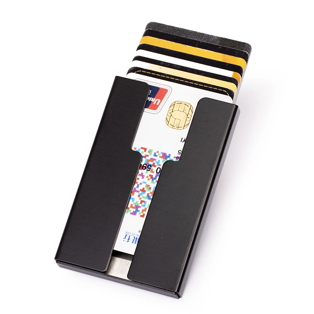 Hot Sale Metal Automatic Aluminum Pop Up ID Credit Card Holder Manufactures Slim Minimalist Popup RFID Blocking Wallet for Men