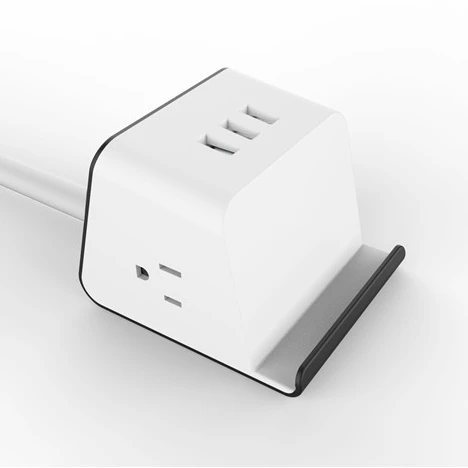 
Small Moq Desktop 2 Outlet Electrical Surge Protector Usb Multiple Charger Cube With Phone Holder Power Strip 