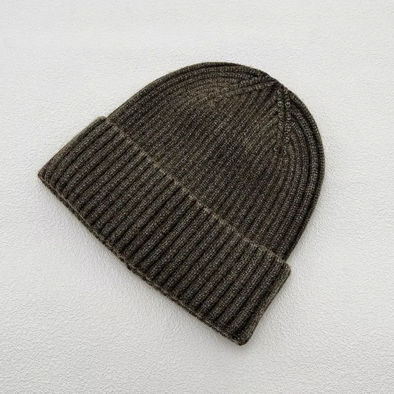 Retro Wash Rib Knitted Hat Wool Fashion Simple Warm Skullies Beanies Vintage Solid Autumn Winter Beanie Cap for Men Women