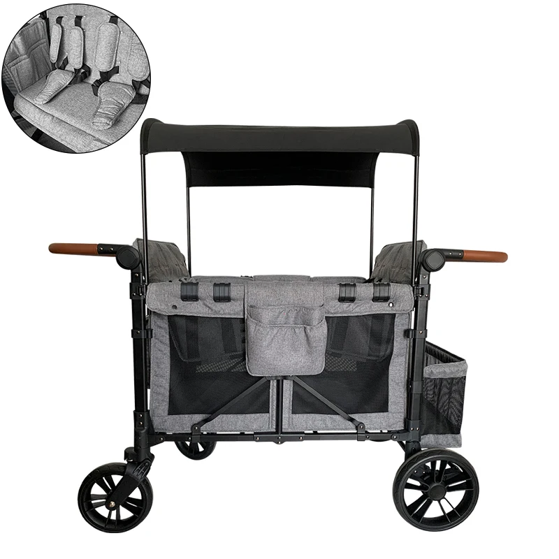 Four Seats Trolleys Carts  Foldable Kids Stroller Wagon Bicycle Portable Folding Cheap Baby Waggon Stroller
