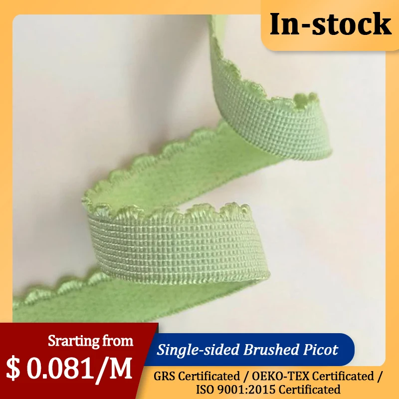 In stock one sided brush picot elastic 10 mm 12 mm 14 mm 20 mm multiple width Nylon spandex bra elastic webbing