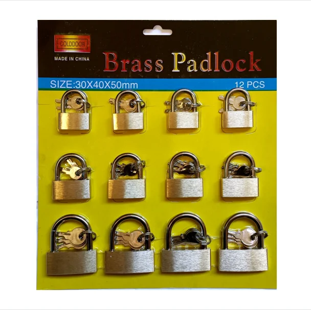 Free samples Amazon candado 20mm*12pcs Cheap small brass padlock in Yiwu market locks luggage lock