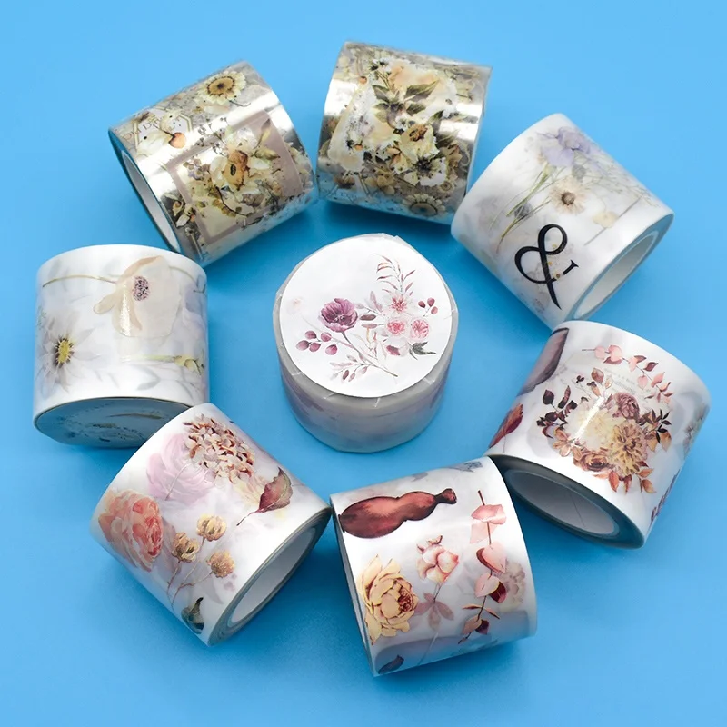 New design product waterproof pet scrapbooking transparent tape painting floral month date washi tape set