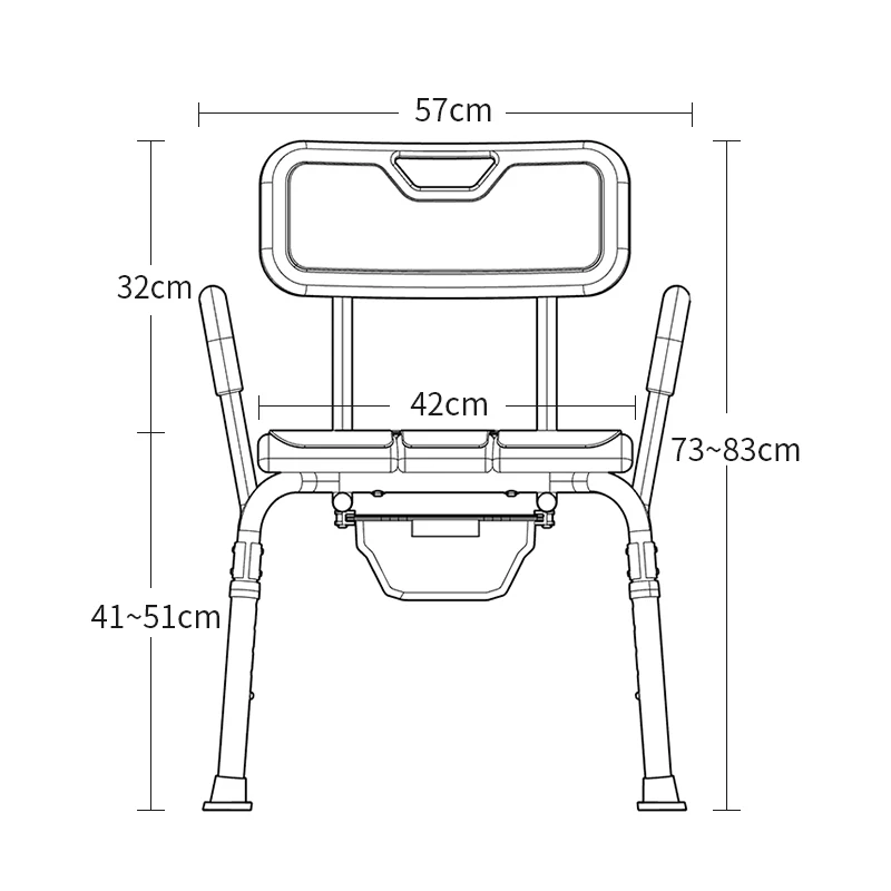 Health care product aluminum alloy nonskip toilet potty chair for elderly/disabled people