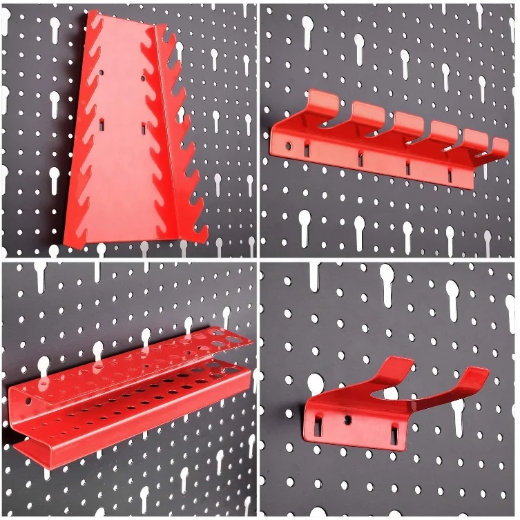 Customizable metal pegboard wall mount kitchen toy hanger with hooks display steel pegboard