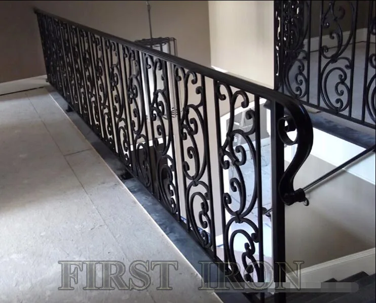 Antique outdoor used wrought iron stair railing for sale