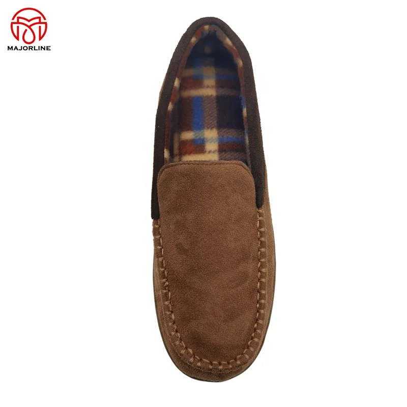 OEM factory customized indoor Slippers for Men Flat Moccasins Loafer home Shoes TPR outsole winter warm bedroom slippers  women