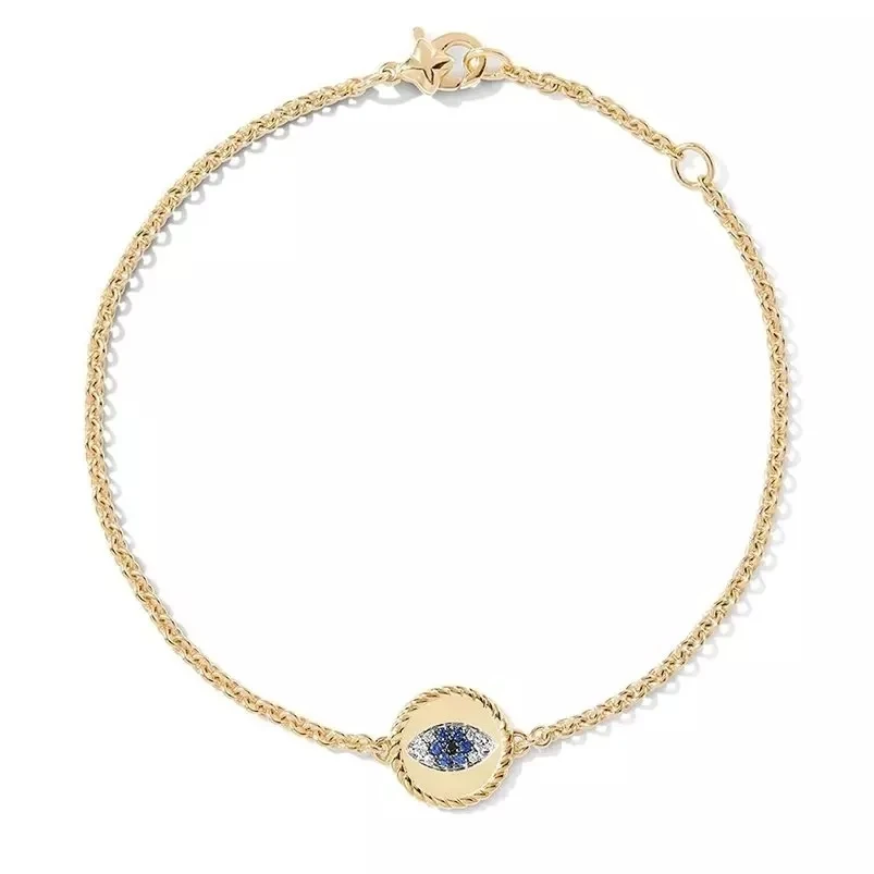 Fashion Women Jewelry Eye Charm Diamond Black Diamonds In 18k Gold Jewelry Evil Eye 925 Silver Gold Charm Blue Evil Eye Bracelet
