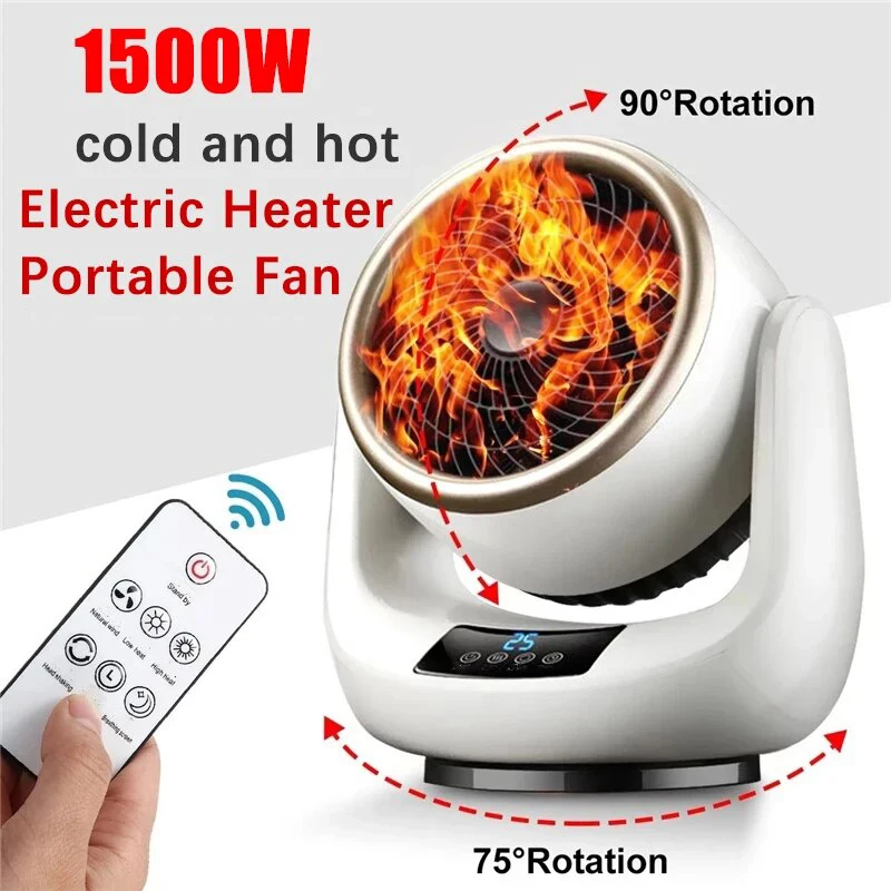 2 In 1 Remote Timing High Power Fast Heating Wire Space Air Hot Smart Home Heater With Head Shaking Display For Room Desk Winter