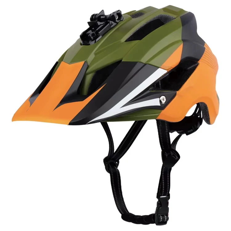 Bicycle riding helmet with camera base bracket mountain road bike helmet customization
