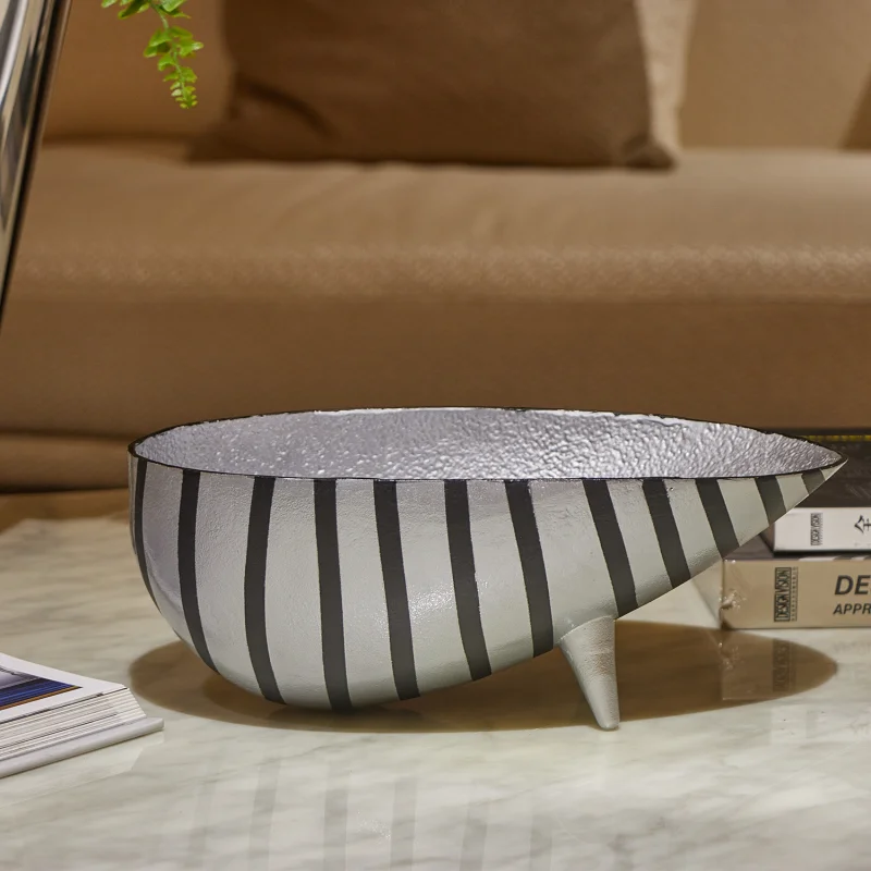 Nordic Black & White Stripe Metal Tray Ornament for Home Decor for Congratulations Occasion