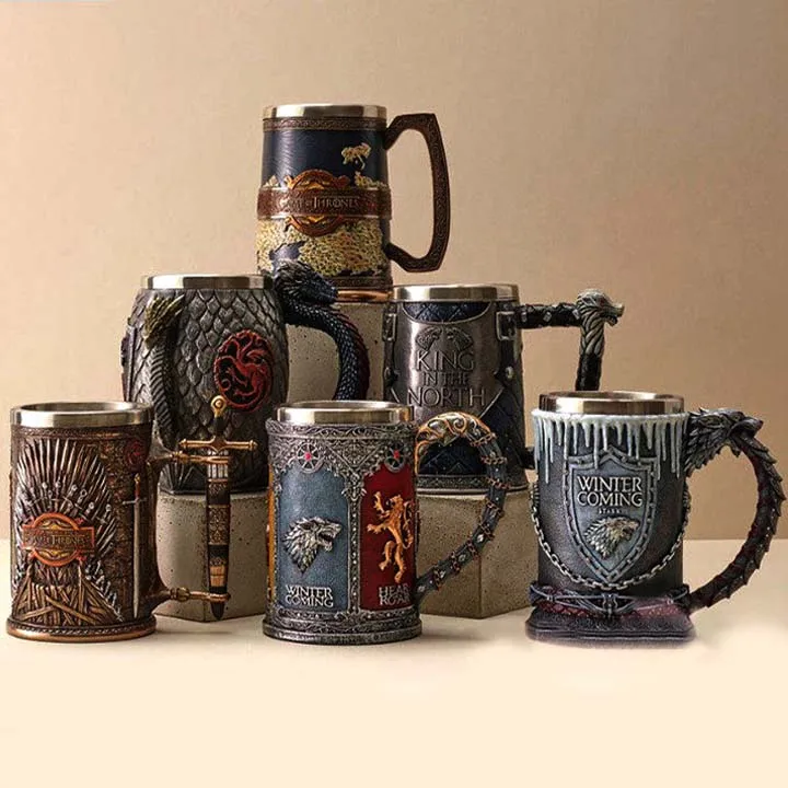 Customized Viking Drinking Cup Metal Insulated Resin Beer Mug Templar Mug for Promotional Lovers Gifts
