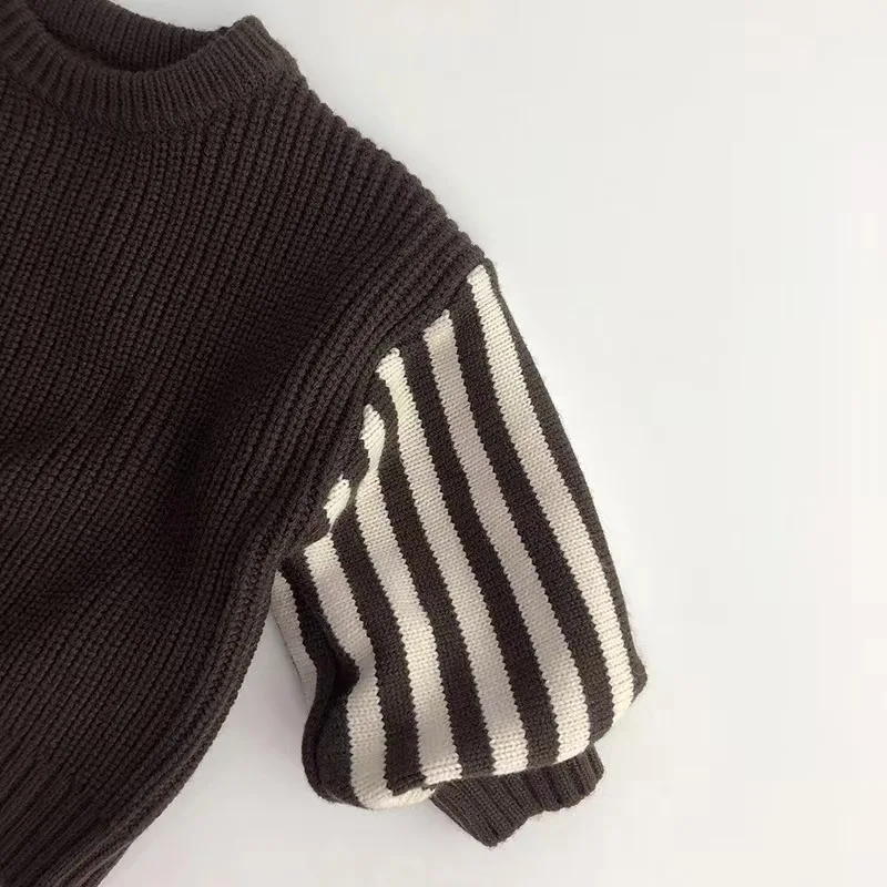 High Fashion children's customized striped sweaters Contrast sweaters for boys Unisex computer knitted sweaters for kids