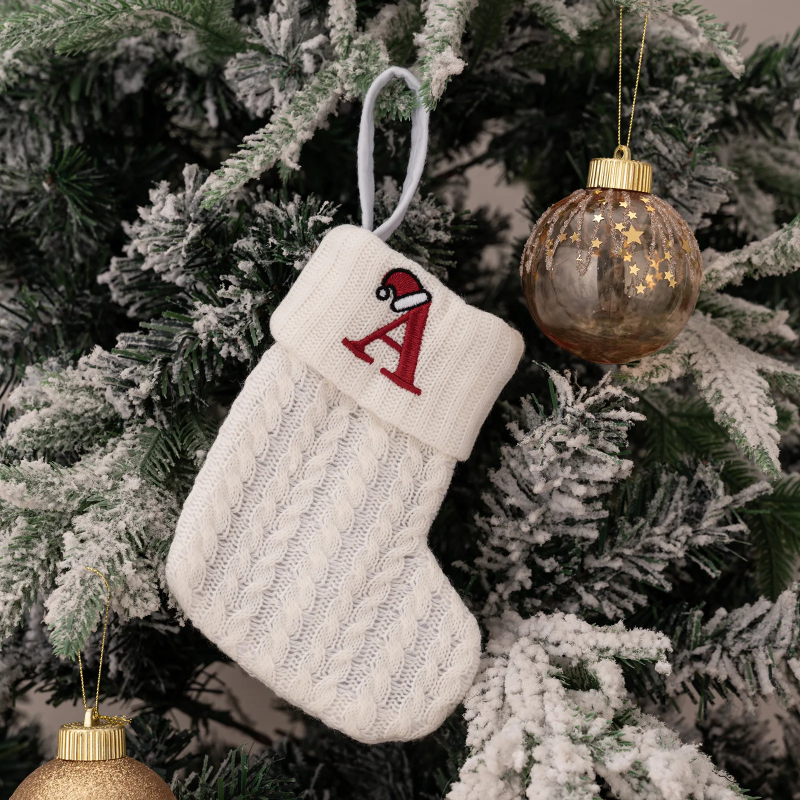 Wholesale Embroidered Knitted Alphabet Christmas Stockings Gift Bags For Home Xmas Tree Ornament