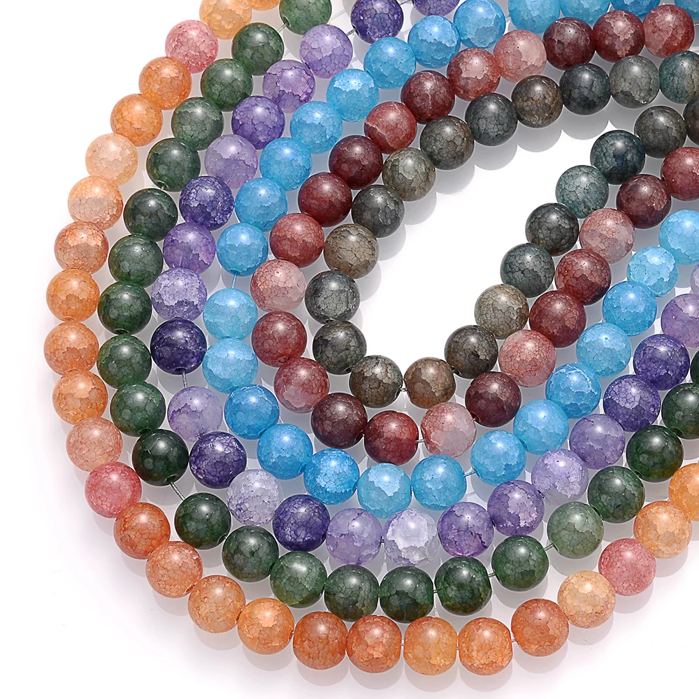 Wholesale 10mm Natural Smooth Multicolor Glass Stone Beads 42 Crystals Round Bulk Spacer Beads For Diy Bracelet Jewelry Making