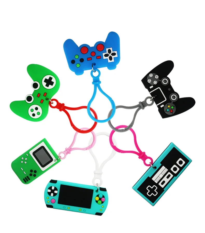 Wholesale PVC Game Machine Console  Keychain Cute Gamepad Joystick Key Chain Keychains Bag Car Hanging fit Men Boy Keys